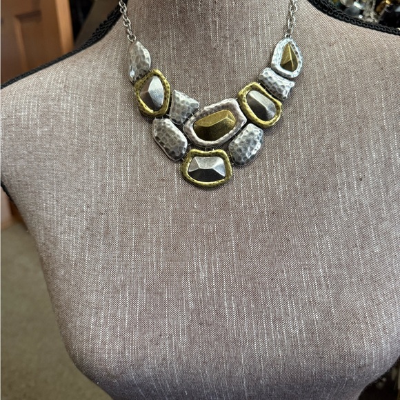 Premier Designs NEW Chic Silver and Gold Geometric Necklace MSRP $35 - Picture 3 of 5